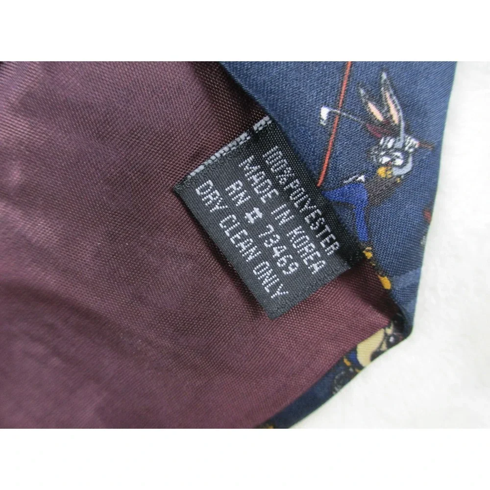 VINTAGE Looney Tunes Neck Tie Mens Blue Bugs Bunny Taz‎ Golf Golfing Casual